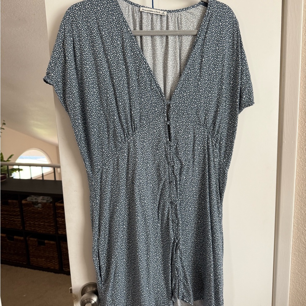 Abercrombie & Fitch Blue Sundress with Dolman Sleeves and V-Neck